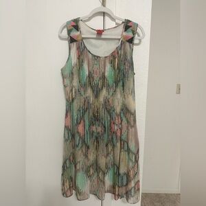 Cristina Beaded Women’s Shift Pleated Sleeveless Lightweight Dress Sz XL